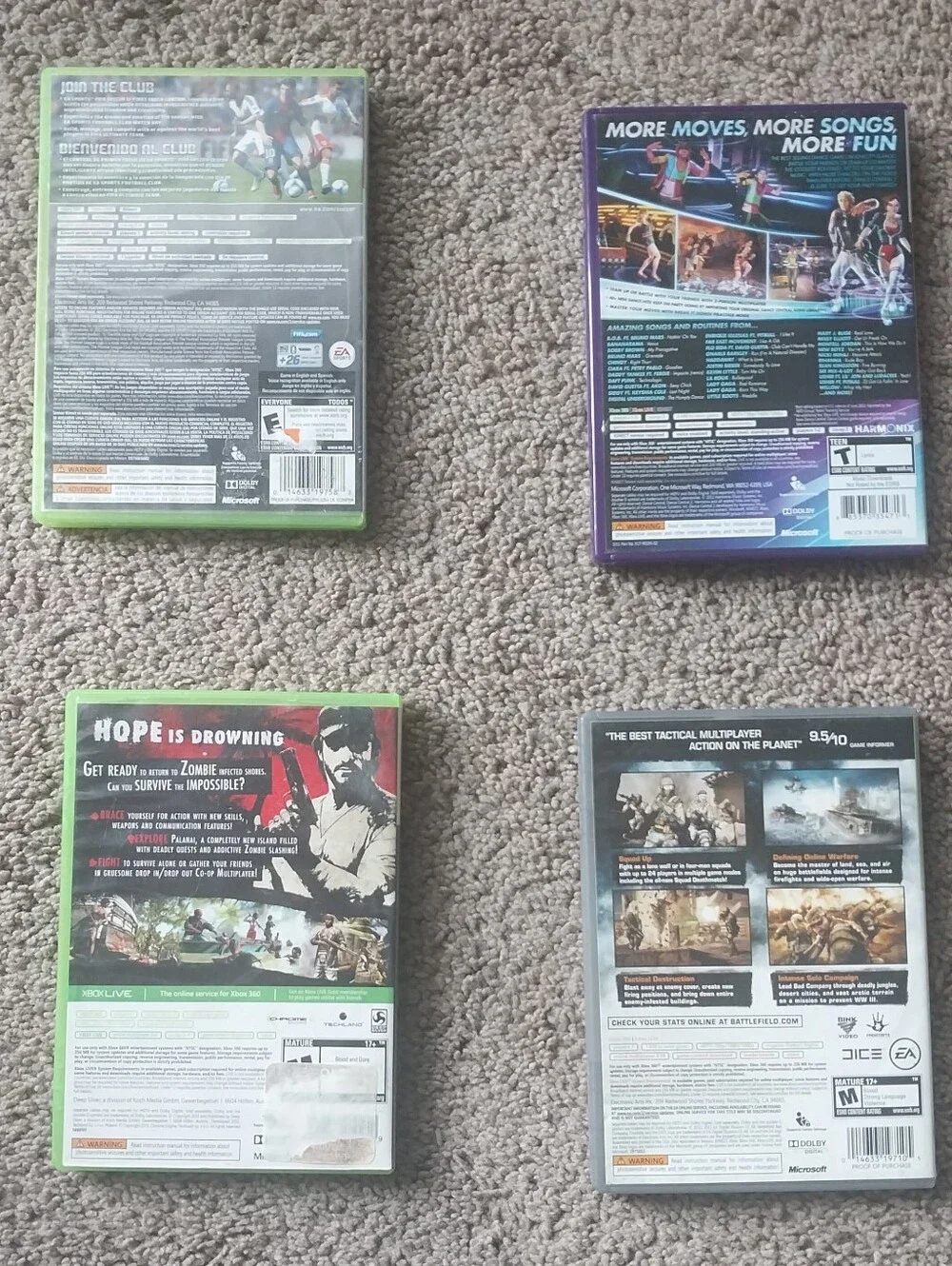 Xbox 360 Games Lot Dead Island Riptide FIFA 13 Battlefield Dance Central